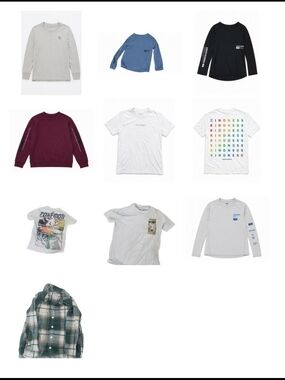 Kids Long-Sleeve Athletic Wear Tops ,Short Sleeve Graphic Ts, And Flannel